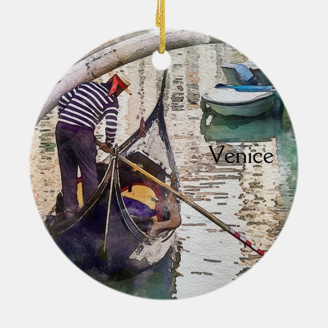 Ornamento De Cerâmica Canal Venetiano Gondola Venice Itália (Traseira)