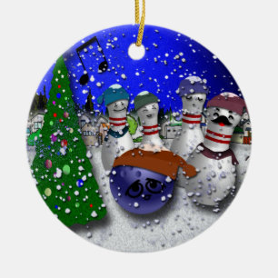 Ornamento De Cerâmica Canção de natal do Natal da boliche