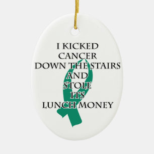 Ornamento De Cerâmica Cancer Bully (Fita Teal)