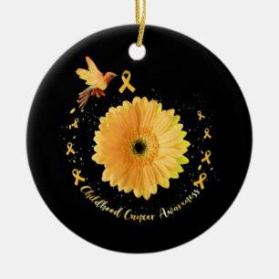 Ornamento De Cerâmica Cancer de Infância Amarelo de Girassol