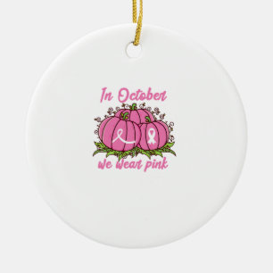Ornamento De Cerâmica Cancer de mama Consciência Teto Outubro Veste Rosa
