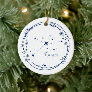 Ornamento De Cerâmica Cancer de nome personalizado de Natal - Símbolo Zo