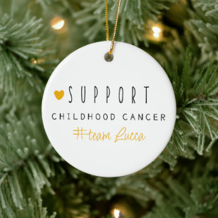 Ornamento De Cerâmica cancer infantil. Nomes de #equipe personalizados