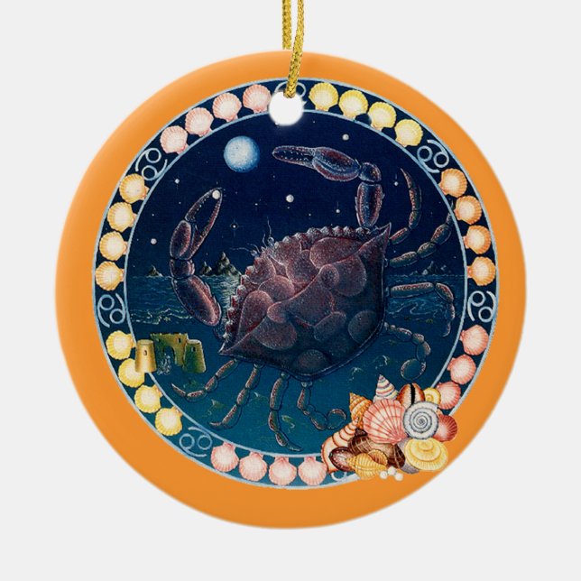 Ornamento De Cerâmica Cancer Zodiac - Personalize-o! (Frente)
