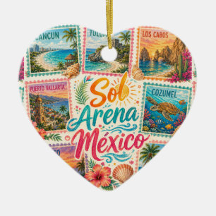 Ornamento De Cerâmica Cancun Sol Areia México Praias Tropicais Lindas 