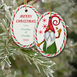 Ornamento De Cerâmica Candy Cane Frame Funny Gnomo