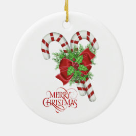 Ornamento De Cerâmica Candy Cane Merry Christmas Cerâmica Ornament