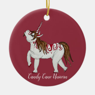 Ornamento De Cerâmica Candy Cane Unicorn