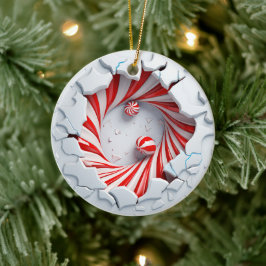 Ornamento De Cerâmica Candy Cane Vortex Peppermint Twist