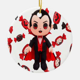 Ornamento De Cerâmica Candy e Dracula Cute Spooky Halloween