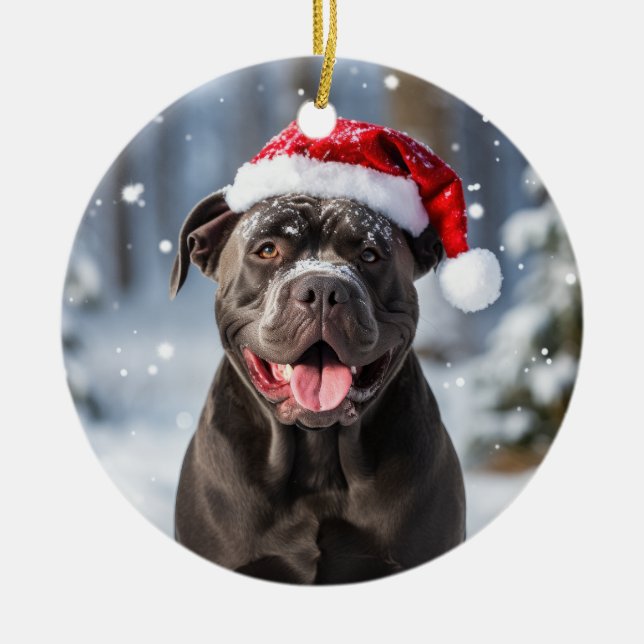 Ornamento De Cerâmica Cane Corso Cão de Natal (Frente)
