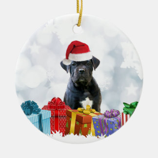 Ornamento De Cerâmica Cane Corso de Natal