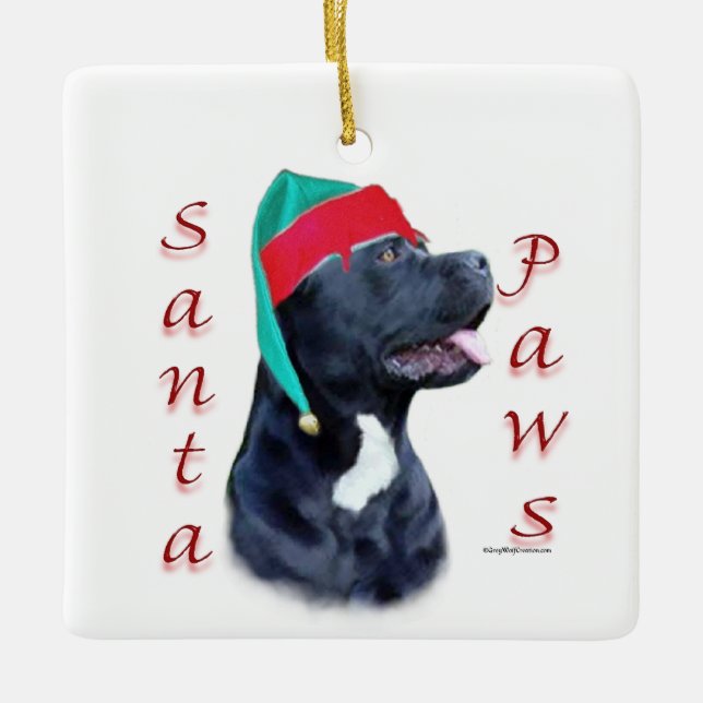 Ornamento De Cerâmica Cane Corso Papai noel Paws (Frente)