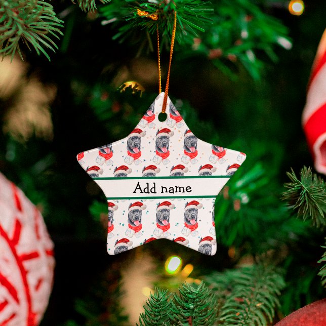 Ornamento De Cerâmica Cane Corso Raça Estrelas de Natal (Criador carregado)
