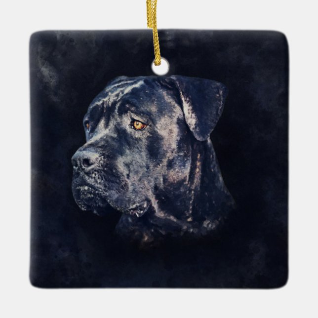 Ornamento De Cerâmica Cane Corso - Retrato Mastiff Italiano (Frente)