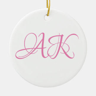 Ornamento De Cerâmica Caneca de Monograma Inicial Rosa - PERSONALIZÁVEL!