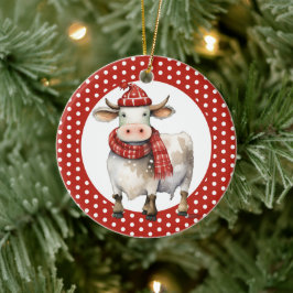 Ornamento De Cerâmica Caneta de Vaca de Natal