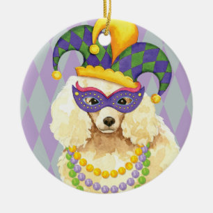 Ornamento De Cerâmica Caniche diminuta do carnaval