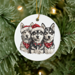 Ornamento De Cerâmica Caninos de Rouco de Natal