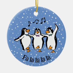 Ornamento De Cerâmica Cantando Dançando Pinguins Design Cerâmica