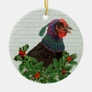 Ornamento De Cerâmica Cantando frango