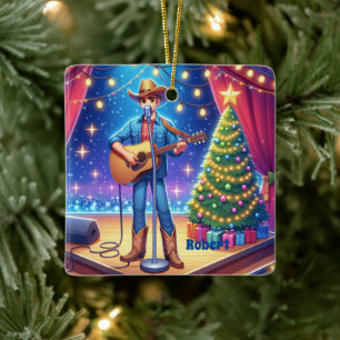 Ornamento De Cerâmica Cantor Country Western de Natal