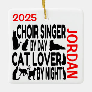 Ornamento De Cerâmica Cantor de Coro Ama Gatos PERSONALIZADO