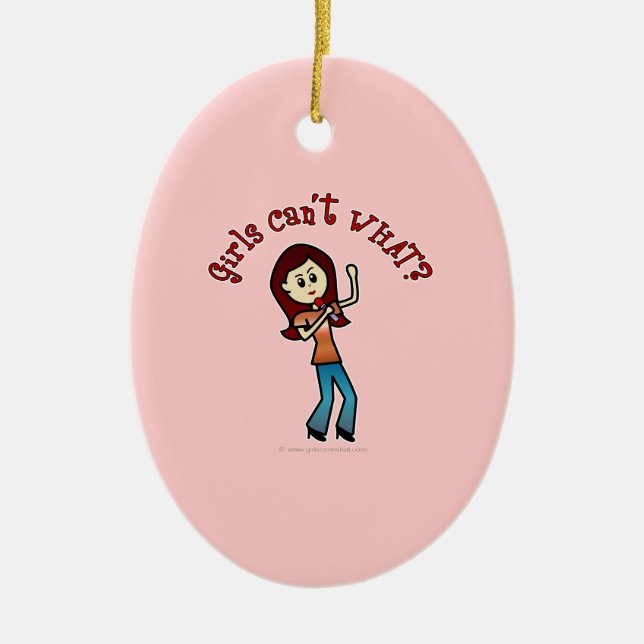 Ornamento De Cerâmica Cantora de Menina Clara (Frente)