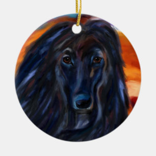 Ornamento De Cerâmica Cão Afegão Preto