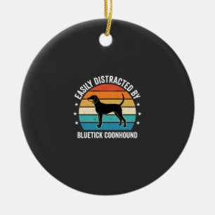 Ornamento De Cerâmica Cão Bluetick Coonhound Pôr do Sol Retro