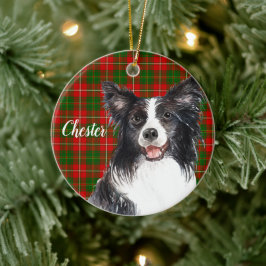 Ornamento De Cerâmica Cão Collie de Borda Personalizado