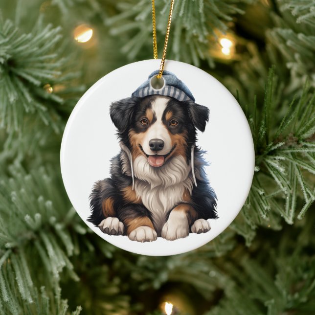 Ornamento De Cerâmica Cão Collie Personalizado (Árvore)
