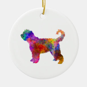 Ornamento De Cerâmica Cão de Água Francês na Coloração da Água