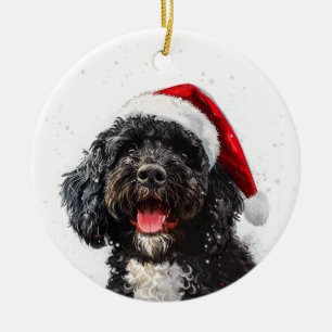 Ornamento De Cerâmica Cão de Água Português Natal Personalizado