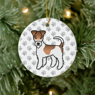 Ornamento De Cerâmica Cão-De-Cartografia Branco E Com Fios Brancos Fox 