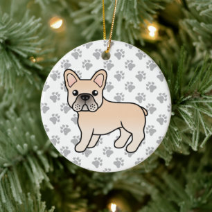 Ornamento De Cerâmica Cão-de-Cartoon de Cream-Bulldog