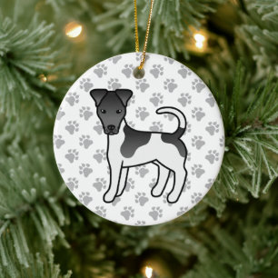 Ornamento De Cerâmica Cão-De-Cartoon Negro E Branco Suave