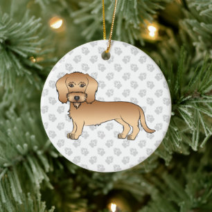 Ornamento De Cerâmica Cão de Cartoons de Dachshund Cute de Whaten Wire
