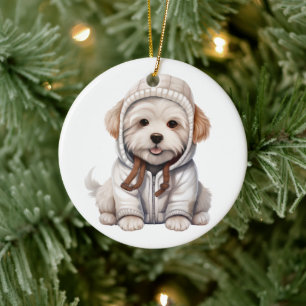 Ornamento De Cerâmica Cão de Coton De Tulear Personalizado