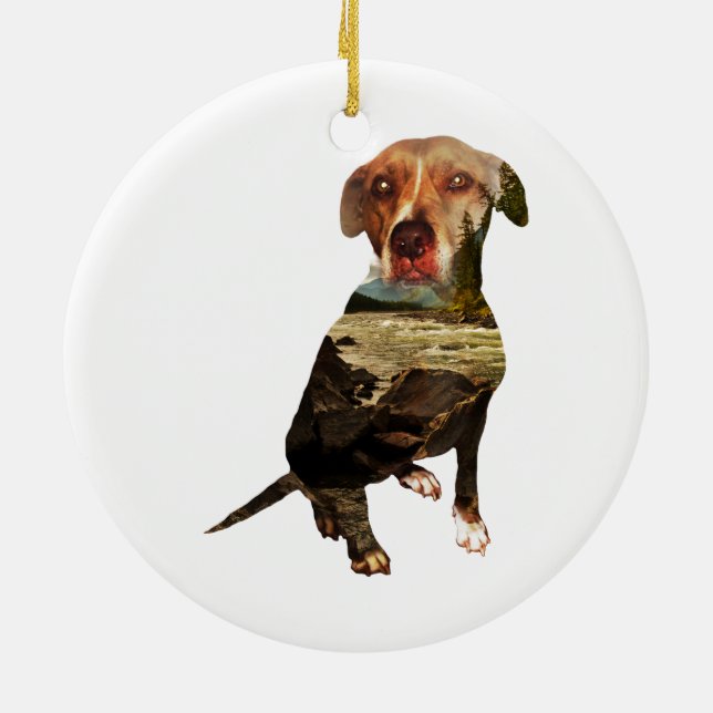 Ornamento De Cerâmica cão de dupla exposição (Traseira)