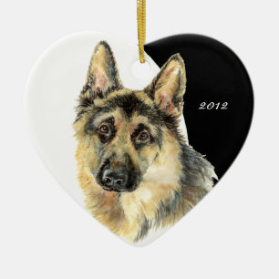 Ornamento De Cerâmica Cão de German shepherd Datado Personalizado