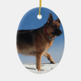 Ornamento De Cerâmica Cão De German shepherd Saudável E Feliz