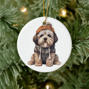 Ornamento De Cerâmica Cão de Lhasa Apso Personalizado