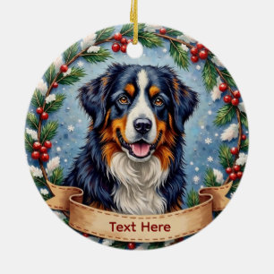 Ornamento De Cerâmica Cão de Montanha Bernês Natal