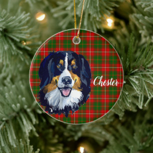 Ornamento De Cerâmica Cão de Montanha Bernês Personalizado
