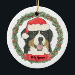 Ornamento De Cerâmica Cão de Montanha Bernês Personalizado<br><div class="desc">Faça a lista legal este ano com um ornamento personalizado do seu doce Cão de Montanha Bernese! Para os presentes mais doces,  emparelhe-o com um impressão de arte correspondente ou outro item da minha coleção!</div>