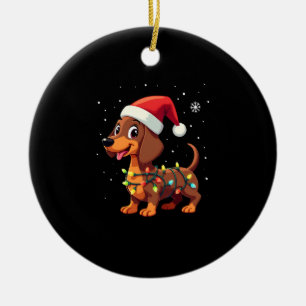 Ornamento De Cerâmica Cão de Natal Dachshund Papai Noel Xmas Wiener 3