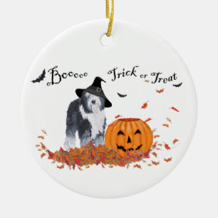 Ornamento De Cerâmica Cão de Ovelha do Inglês Antigo no Halloween