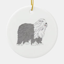 Ornamento De Cerâmica Cão de Ovelha Inglês
