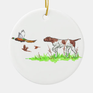 Ornamento De Cerâmica Cão-de-Pássaro e Faisão